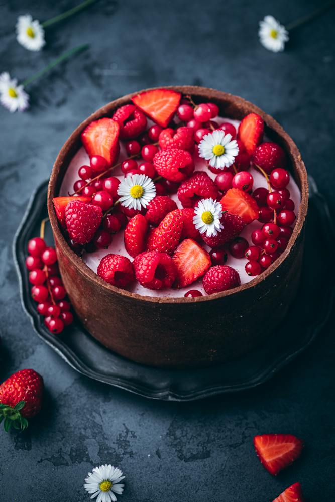 Basket cheesecake al cacao e frutti rossi