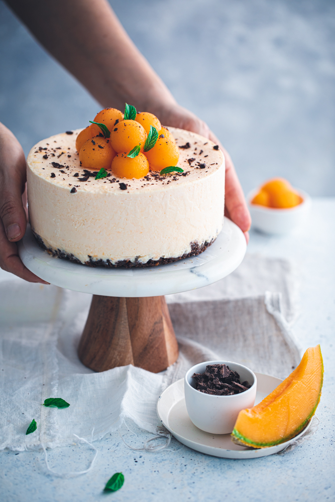 Cheesecake semifreddo al melone e cioccolato